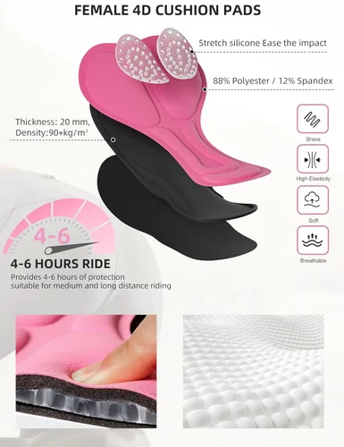 Vista 4 de Pantalones de ciclismo acolchados 4D para mujer, pantalones cortos de ciclismo de cintura alta, capris de bicicleta 34, mallas de ciclismo