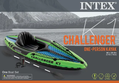Vista 5 de Intex Challenger K1 Kayak deportivo inflable para 1 persona, con remos y bomba