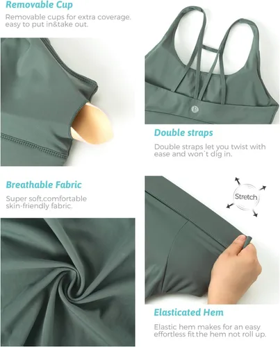 Vista 35 de Brasieres deportivos para mujer, con relleno, tipo camiseta sin mangas, sexis, con espalda cruzada, de alto impacto, largos, ideales para practicar