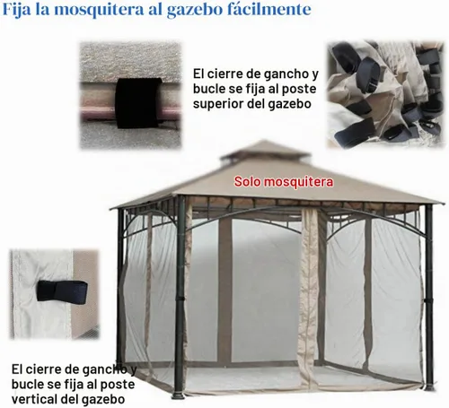Vista 3 de Westcharm Mosquitera de repuesto universal de 10 x 10 pulgadas, juego de 4 paneles (solo mosquitera de Gazebo)