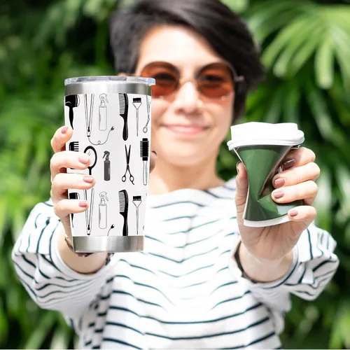 Vista 4 de NVJUI JUFOPL Hairstylist - Vaso de 20 onzas con tapa, regalos divertidos para peluquería, regalos para estilistas para hombres y mujeres, taza