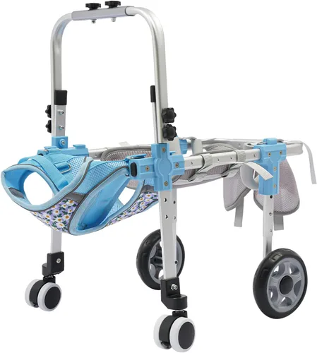 Vista 3 de DYNAMI Silla de ruedas ajustable para perros para patas traseras, silla de ruedas para perro con marco de aluminio y correas transpirables, soporte