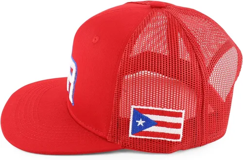 Vista 4 de Trendy Apparel Shop Gorra de camionero bordada en 3D con bandera de Puerto Rico