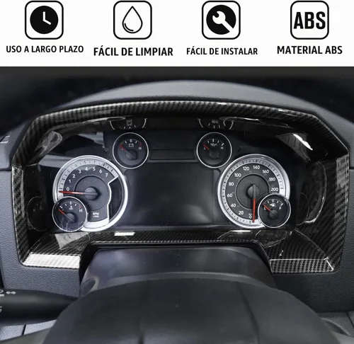 Vista 4 de Jimen Compatible con Dodge Ram 2010-2017, panel de instrumentos de consola central superposición cubierta de tablero (fibra de carbono)