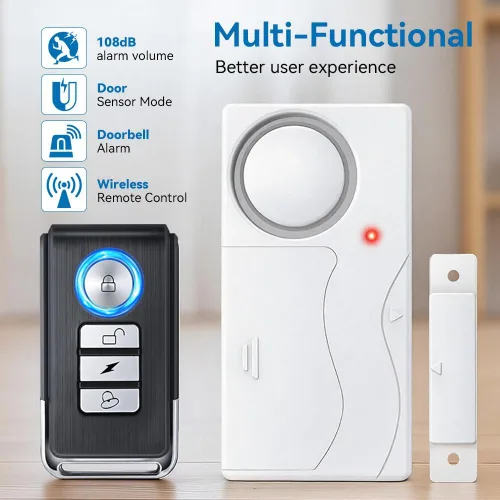 Vista 7 de Alarmas de puerta para la seguridad de los niños, timbres de puerta ruidosos de 110 dB cuando se abre la puerta, sensor de puerta con control