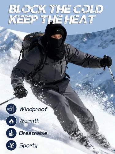 Vista 2 de Pasamontañas de esquí para mujeres y hombres, resistente al viento, forro polar, máscara facial de invierno, gorro para clima frío, calentador