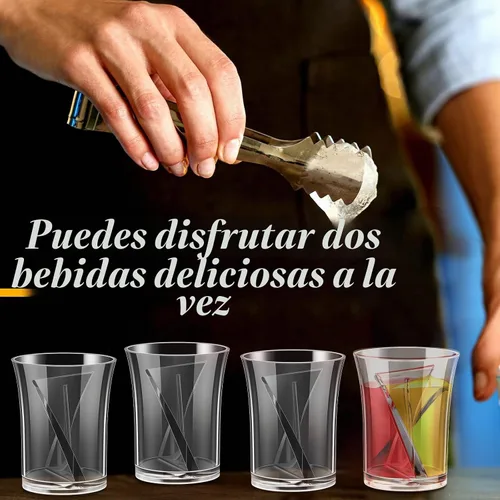 Vista 5 de Suclain - 24 vasos de chupito divididos, vasos divididos de plástico transparente de 2 onzas Reusable for Bar Alcohol Tasting, Bachelorette Party