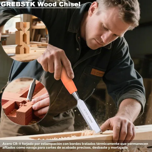 Vista 6 de GREBSTK Juego de cinceles de madera de 4 piezas CR-V con borde biselado