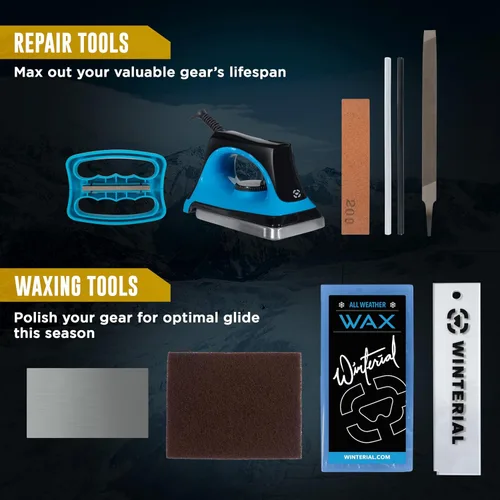 Vista 8 de Winterial Snowboard and Ski Tuning Kit, with Iron, All-Temp Snowboard Wax, Angled Edge Tuner File
