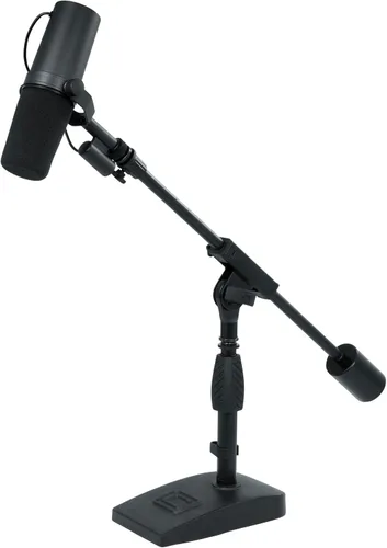 Vista 17 de Gator Frameworks - Soporte de micrófono de base corta y pesada con brazo telescópico y contrapeso de 2.5 libras, ideal para escritorio, grabación