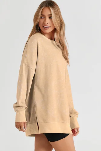 Vista 89 de SHEWIN Sudadera casual de manga larga con cuello redondo para mujer, ligera, holgada