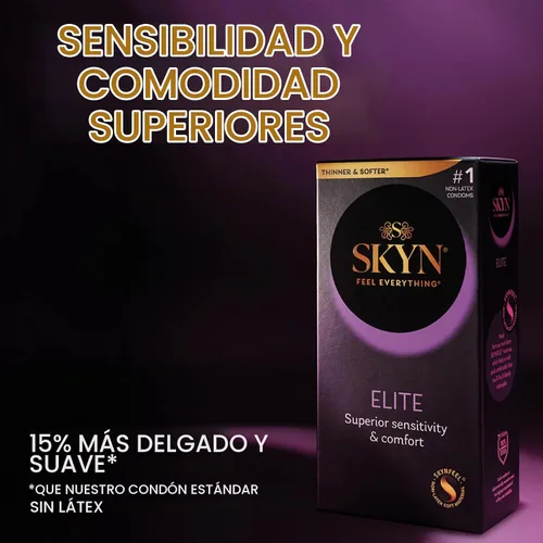 Vista 2 de SKYN Elite, 10 unidades, condones ultrafinos y lubricados sin látex