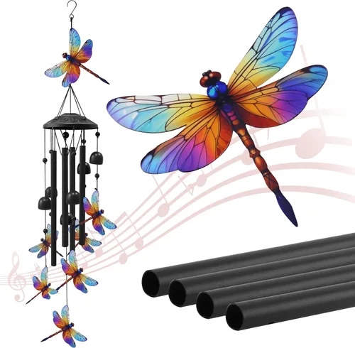 Vista 11 de Campanillas de Viento de Mariposa para Exteriores, Campanillas de Metal Negro al Aire Libre, Regalos de Mariposas para Mujeres/Hombres, Decoración