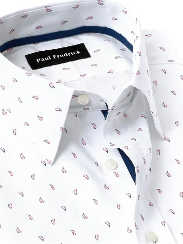 Vista 3 de Paul Fredrick Camisa de vestir con estampado de cachemira de algodón sin hierro para hombre