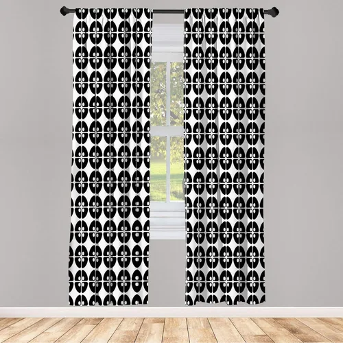 Vista 61 de Ambesonne - Cortinas amarillas para ventana, arte moderno escandinavo de escena de jardín con flores de tulipán y mariposas bailando, juego de 2