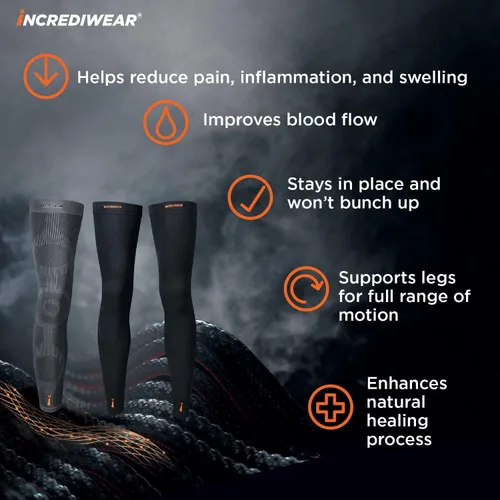 Vista 3 de Incrediwear Paquete de 2 mangas de pierna Manga larga de pierna de longitud completa para aliviar el dolor de piernas y recuperación muscular