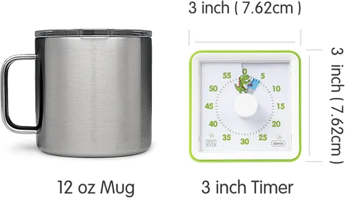 Vista 4 de Temporizador visual con funda protectora, temporizador de cuenta regresiva de 60 minutos para niños, autismo, TDAH, aula, oficina en casa, con reloj
