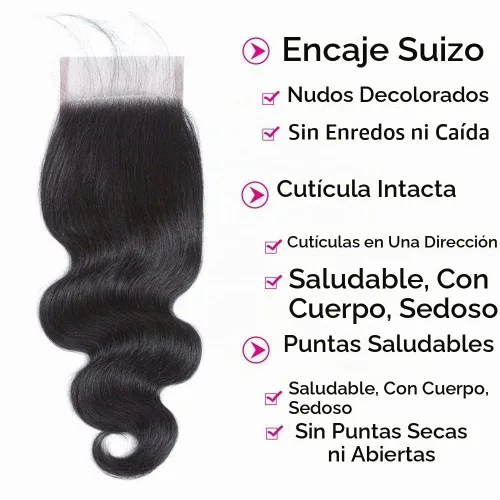 Vista 4 de DMS Cabello humano ondulado con cierre de encaje 4 x 4, parte libre, cierre de encaje suizo 12A, tupé de cabello virgen brasileño