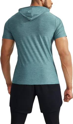 Vista 5 de NELEUS Camisa deportiva Dry Fit Performance con capucha para hombre