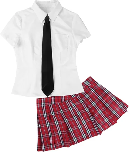 Vista 6 de YiZYiF Uniforme para mujer, camisa de cosplay plisada, minifalda, conjunto de disfraz de marinero de anime