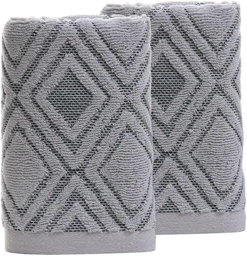 Vista 11 de Pidada Juego de 2 toallas de mano con patrón de diamante, 100% algodón, absorbentes, suaves, toallas decorativas para baño (beige marrón)
