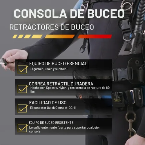 Vista 3 de Gear Keeper Buceo Cordón retráctil para consola de buceo y medidor