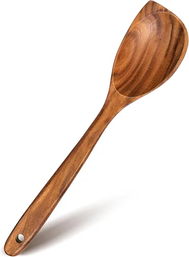 Vista 12 de Cucharas de madera para cocinar, utensilios de cocina de madera de teca prémium para servir
