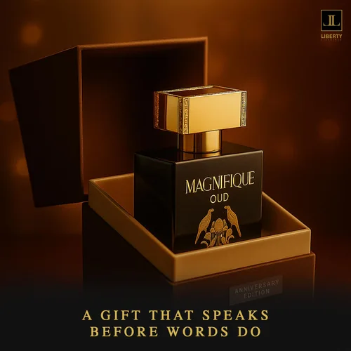 Vista 2 de Liberty Oud Eau de Parfum para hombre, 3.4 onzas, edición de aniversario Magnifique, perfume de lujo Oud, regalo premium para hombres, frescura