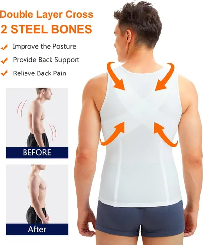 Vista 5 de Wonderience Camisetas de compresión para hombre, camiseta sin mangas con cremallera
