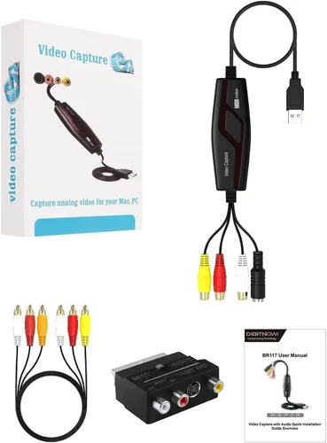 Vista 6 de Convertidor VHS a digital, dispositivo de tarjeta de captura de video, VHS VCR Hi8 Mini DV a Mac convertidor digital, convertidor de video RCA a USB