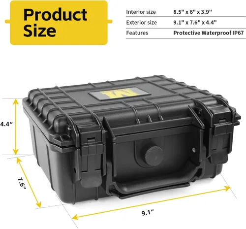 Vista 2 de MaxWorks 51015 Funda rígida impermeable IP67 – Interior de espuma protectora, se adapta a artículos de 8.5 x 6 x 3.9 pulgadas – Almacenamiento
