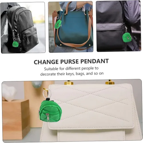 Vista 3 de 1 juego de mini mochila, monedero, llaveros con cremallera, bolsas de cambio, lindo mini bolso llavero colgante para llaves y artículos esenciales