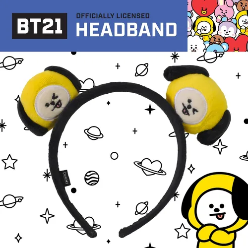 Vista 2 de Concept One BT21 LINE FRIENDS - Diadema bordada de felpa 3D para mujer, Chimmy
