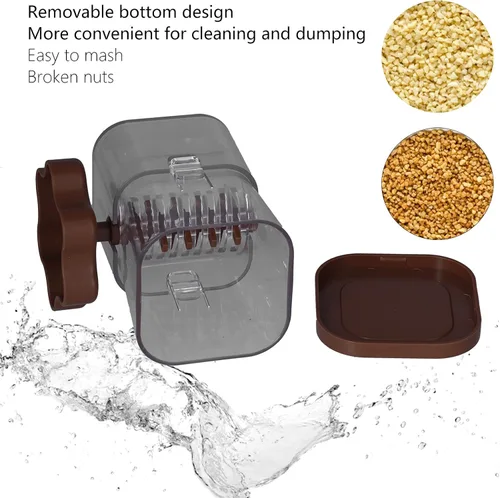 Vista 5 de Picador de nueces, molinillo manual de ABS para moler frutas secas, molinillo de nueces de manivela, para almendras picadas, avellanas, nueces