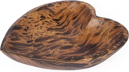 Vista 22 de WitnyStore Cuenco en forma de corazón de 6 pulgadas, funcional y coleccionable, cuenco de madera hecho a mano para servir frutos secos, postres