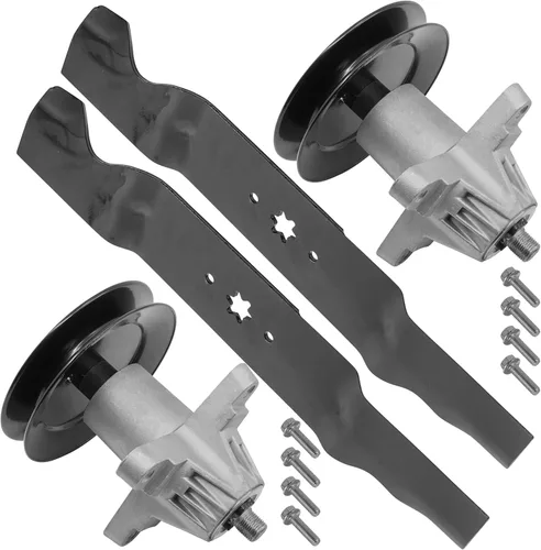 Vista 6 de Caltric 918-05137 942-0677B Husillo y cuchilla compatible con Cub Cadet MTD Troy-Bilt Toro Stens Juego de 2