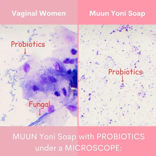 Vista 4 de Muun Barra de Jabón Yoni de Durazno - Paquete de 3 Equilibrio de pH de Durazno Probióticos e Ingredientes Naturales - Fórmula de Limpieza Suave