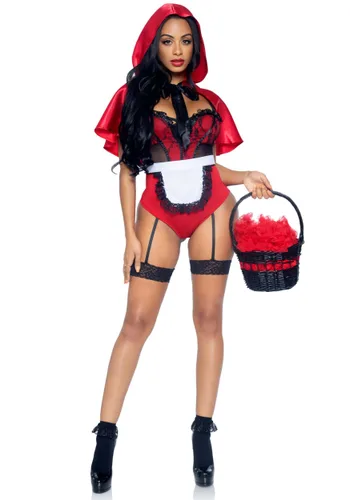 Vista 3 de Disfraz Sexy de Mujer Pícara Señorita Roja Multicolor