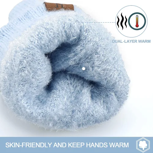 Vista 3 de FZ FANTASTIC ZONE Women Winter Warm Knit Touchscreen Gloves Cold Weather with Thermal Fleece Lined