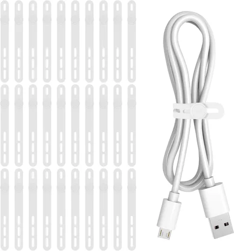 Vista 10 de Donruby 30 bridas de silicona para cables, reutilizables y lavables, con hebillas de bloqueo ajustables, correas de gestión de cables de alta
