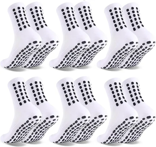 Vista 12 de 6 Pairs Grip Soccer Socks Colorful Non Slip Sports Football Basketball Hospital Yoga Socks for Men Women