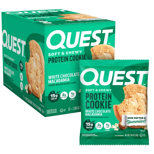 Vista 17 de Quest Nutrition Galleta de proteínas de mantequilla de cacahuete, 15g de proteínas, 1g de azúcar, 5g de carbohidratos netos, apta para dieta Keto