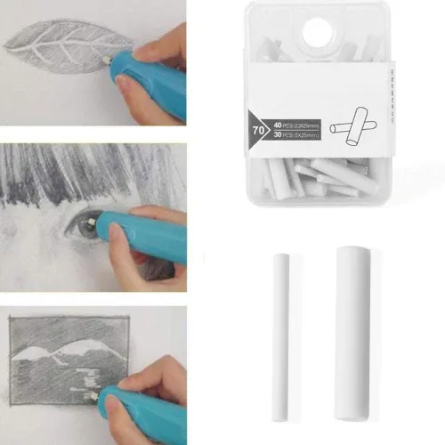 Vista 2 de 70 recambios blancos para borrador eléctrico de repuesto para artistas, lápices de arte, dibujo, bocetos, dibujo, dibujo.