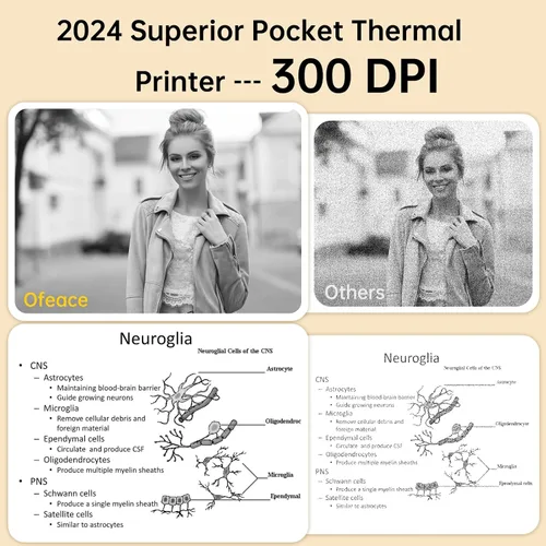 Vista 2 de Impresora térmica portátil TP6S para iPhone y teléfono Android, 300 DPI inalámbrica Bluetooth pequeña impresora térmica sin tinta para fotos