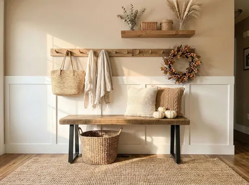 Vista 7 de Banco rústico de madera de granero recuperada, madera maciza con base de metal, estilo moderno de granja, parte superior de 2 pulgadas de grosor