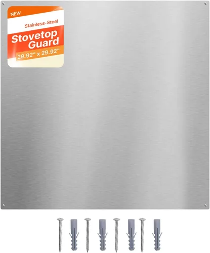Vista 10 de VEVOR Protector contra salpicaduras de acero inoxidable de 30 x 24 pulgadas para estufa, protector de salpicaduras ultra plano, protector de pared