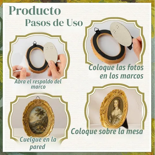 Vista 6 de Vicenpal 6 portarretratos dorados pequeños de 2.6 x 1.8 pulgadas, marcos Estilo vintage