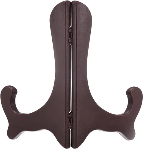 Vista 3 de uxcell 2pcs 6" soporte de placa de caballete, soporte de exhibición plegable de plástico marrón para marco de imagen decorativo