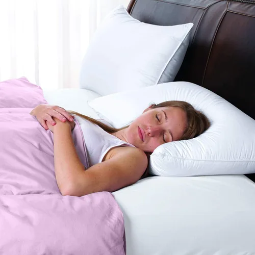 Vista 2 de Cuddledown Dreamstead - Almohada alternativa de plumón 100% algodón, tejido percal, relleno europeo de primera calidad, hipoalergénica, hecha a