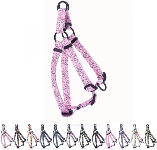 Vista 9 de Arnés para perro hembra, bonito patrón geométrico de triángulos geométricos, hebilla de liberación rápida, cuello halter ajustable para perros